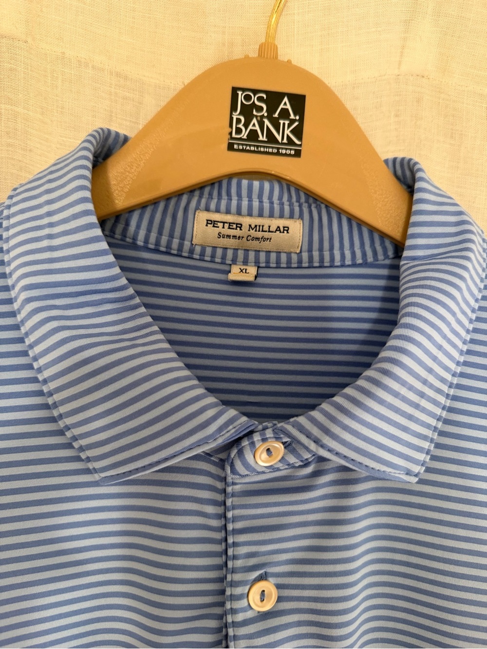 Peter Millar Light Blue Micro-Striped Summer Comfort Polo